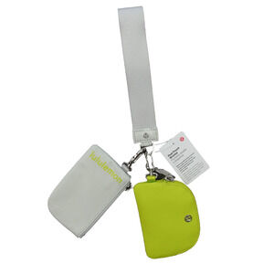 Lululemon Dual Pouch Wristlet Color Vapor Lichen Lime Grey Neon NWT
